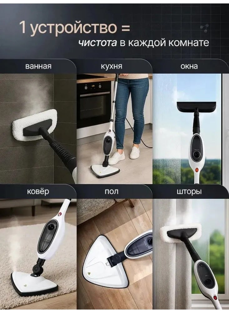 ممسحة بخار عالية الطاقة 1300 وات للأرضيات متعددة الأسطح (خشب / بلاط / سجاد) مع بخار قابل للتعديل ، تسخين سريع 18 ثانية ، خزان بصري 380 مللي ووظيفة العلاج بالروائح - Image 3